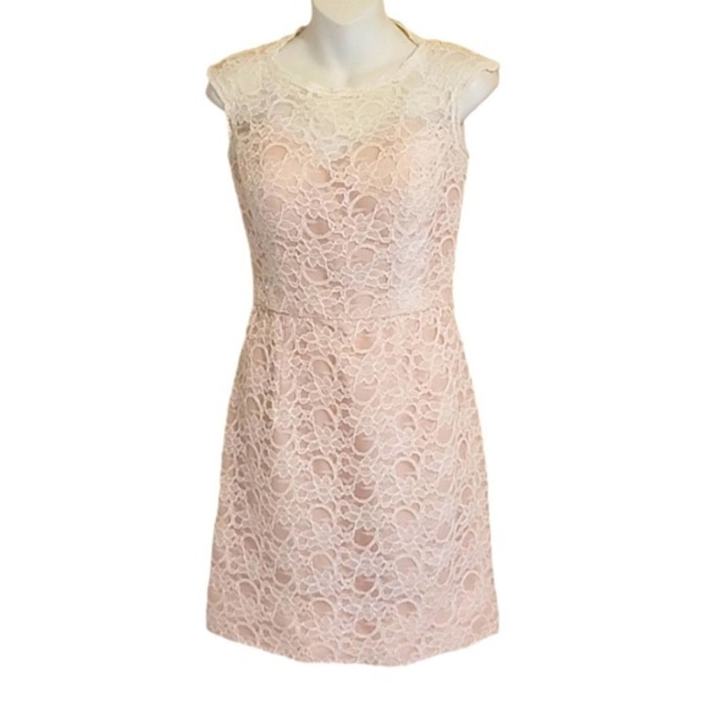 Mori Lee Madeline Gardner Lace Cottagecore Midi Dress Pink White Women's 10